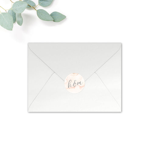 Aurora Personalised Round Wedding Seal Stickers for Envelopes