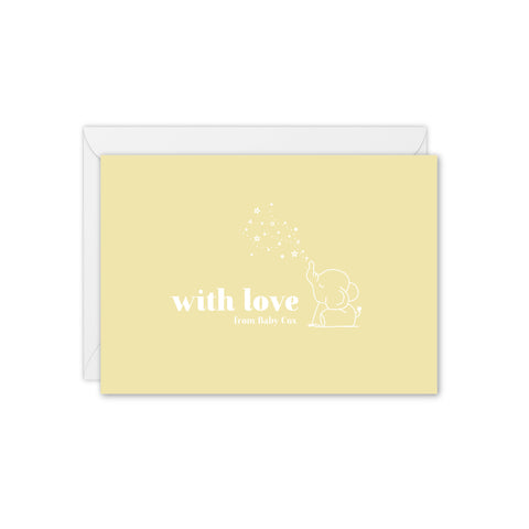 Baby Elephant Personalised Baby / Baby Shower Thank You Card - Yellow and White