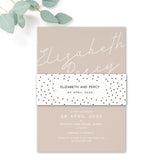 Carter Modern Nude Neutral Polka Dot Wedding Invitation with Belly Band