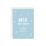 Doodle Star Baby Announcement / Thank You Card - Blue and White