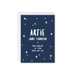Doodle Star Baby Announcement / Thank You Card - Navy and White