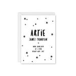 Doodle Star Baby Announcement / Thank You Card - Black and White