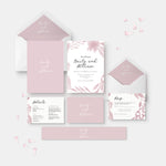Dusty pink and white wedding invitation suite with details card and rsvp card 