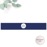 Hampton Navy Blue Belly Band printed on pearlescent card