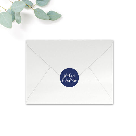 Hampton Personalised Round Wedding Seal Stickers for Envelopes