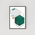 Hexagon Abstract Wall Art Print #2 - Emerald Green