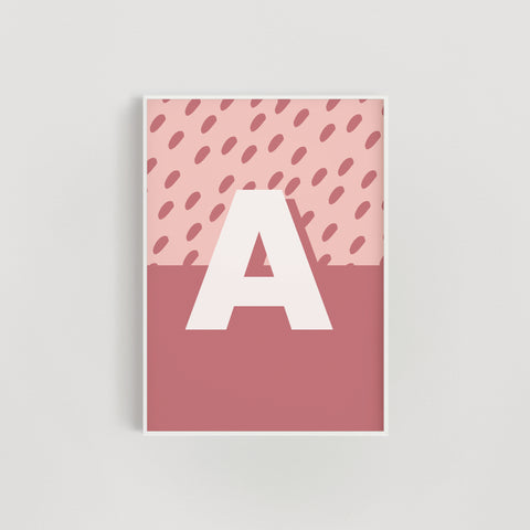 Geometric Dabs Initial Letter Nursery + Kids Print - Pink