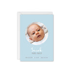 Little Dreamer Baby Photo Thank You Card - Blue