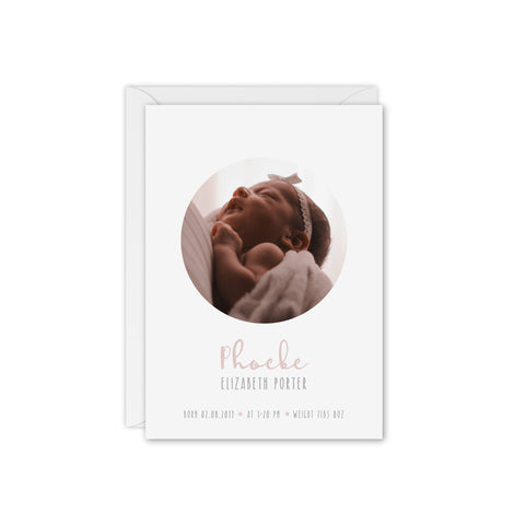 Little Dreamer Baby Photo Thank You Card - Pink and White