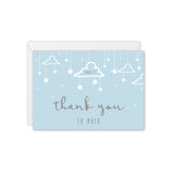 Little Dreamer Clouds and Stars Personalised Baby Thank You Card - Blue