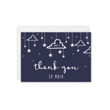 Little Dreamer Clouds and Stars Personalised Baby Thank You Card - Navy