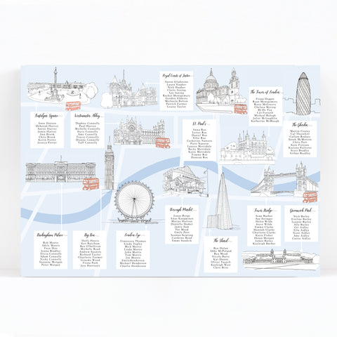 London Landmarks Illustrated Wedding Table / Seating Plan