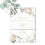 Marble Grey Nude Stone Wedding Invitation with monogram belly band