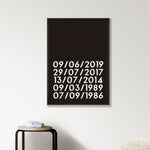 Personalised Memorable Dates Print - Black