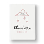 Clouds and Stars Personalised New Baby Card - Pink