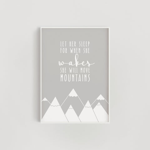 Grey 'Move Mountains' Nursery + Kids Print