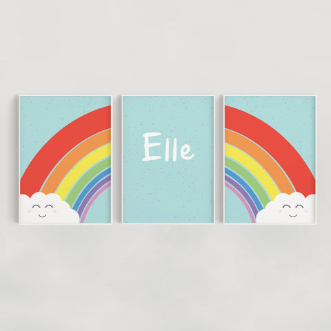 Rainbow Sprinkles Set of 3 Personalised Nursery + Kids Prints