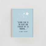 'Second Star to the Right' Peter Pan Quote Nursery Print - Blue