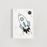 Space Rocket Llama Nursery + Kids Print - Blue