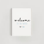 Blue Hearts Welcome to the World Nursery Print