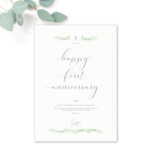 First Anniversary 'Paper' Personalised Gift Voucher