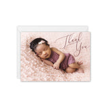 Elegant Baby Photo Thank You Card - Custom Colour