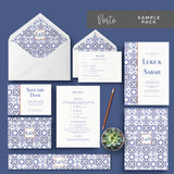 Porto Blue and White Tile Wedding Invitation