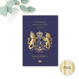 Porto Gold Foiled Personalised Passport Wedding Invitation