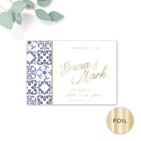 Porto Gold Foiled Personalised Save the Date
