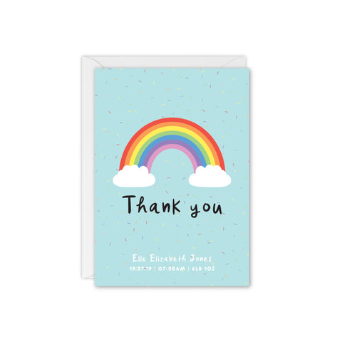 Rainbow Sprinkles Baby Announcement / Thank You Card