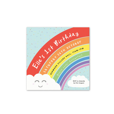 Rainbow Sprinkles Personalised Kids Birthday Party Invitation