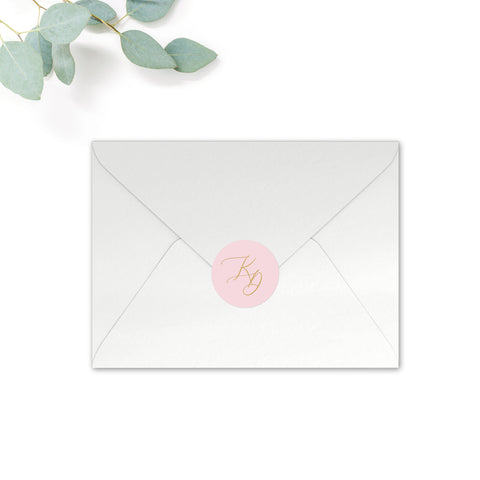Rosa Personalised Round Wedding Seal Stickers for Envelopes