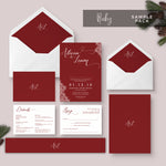 Ruby Deep Red Wedding Invitation Sample
