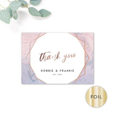 Serena Rose Gold Foiled Personalised Thank You Cards