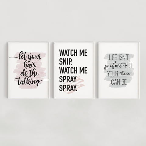 Set of 3 Hairdresser Quote Wall Prints