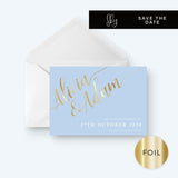Sky Gold Foiled Personalised Save the Date