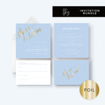Sky Gold Foiled Personalised Wedding Invitations