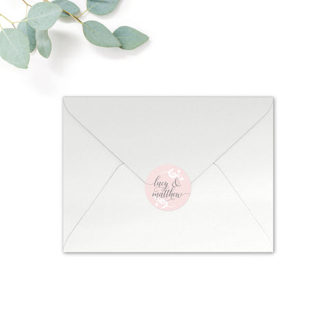 Snowdrop Personalised Round Wedding Seal Stickers for Envelopes