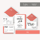 Taylor Coral Colour Pop Brush Calligraphy Wedding Invitation Sample Pack