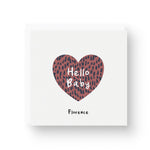 Animal Print Heart Personalised New Baby Card - Dark Rose