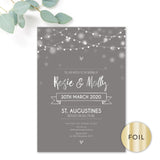 Midnight Silver Foiled Personalised Wedding Invitations
