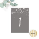 Midnight Silver Foiled Wedding Table Numbers