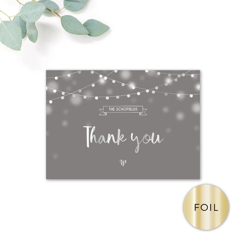 Midnight Silver Foiled Personalised Thank You Cards