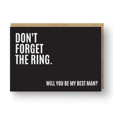 'Don't Forget the Ring' Best Man / Groomsman Card Black