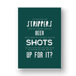 Green 'Up for it' Funny Best Man / Groomsman Card 