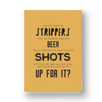 Yellow 'Up for it' Funny Best Man / Groomsman Card 