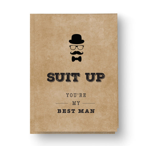 'Suit up' Best Man / Groomsman Card Kraft