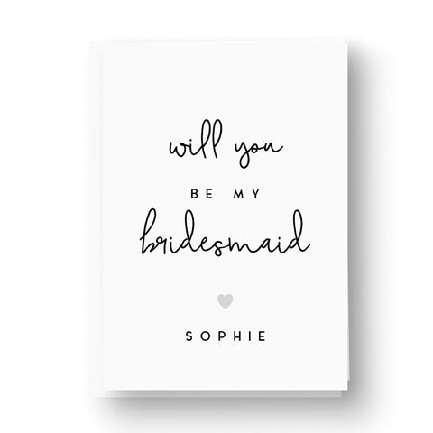 Modern White Personalised Bridesmaid / Maid of Honour Card