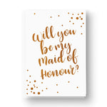 Copper Foil Confetti Will you be Bridesmaid / Maid of Honour Card