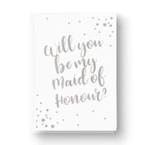 Silver Foil Confetti Will you be Bridesmaid / Maid of Honour Card